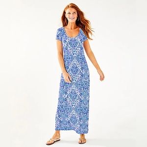 NWT Lilly Pulitzer Wynne Maxi Dress Size M blue and white